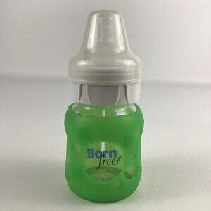 Born Free Complete Glass Baby Bottle Green Silicone Sleeve Infant 4oz Ounce